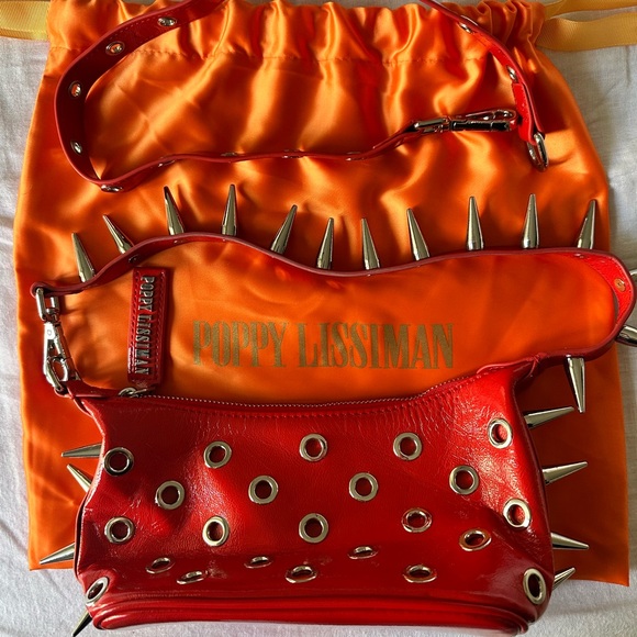 Red Studded Women's Bag- Poppy Lissiman Bingo bag- punk - Picture 2 of 3
